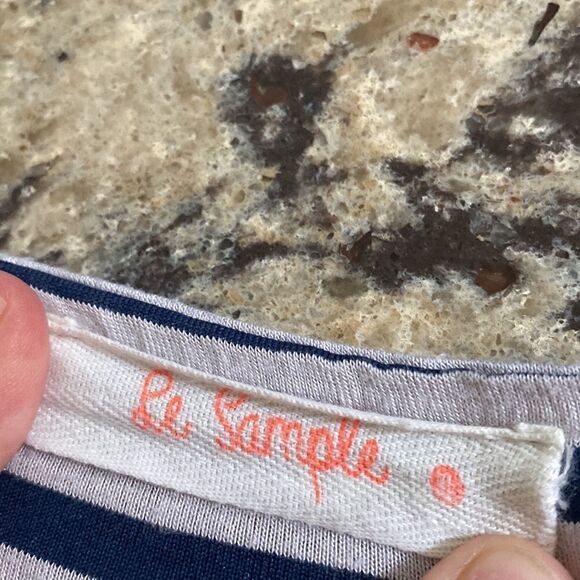 Le Sample Racer Back Striped Embroidered Top - Picture 3 of 4